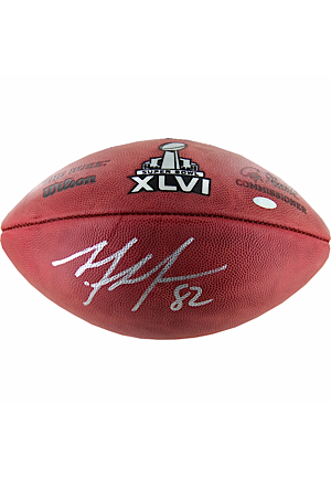Mario Manningham Signed Super Bowl XLVI Football